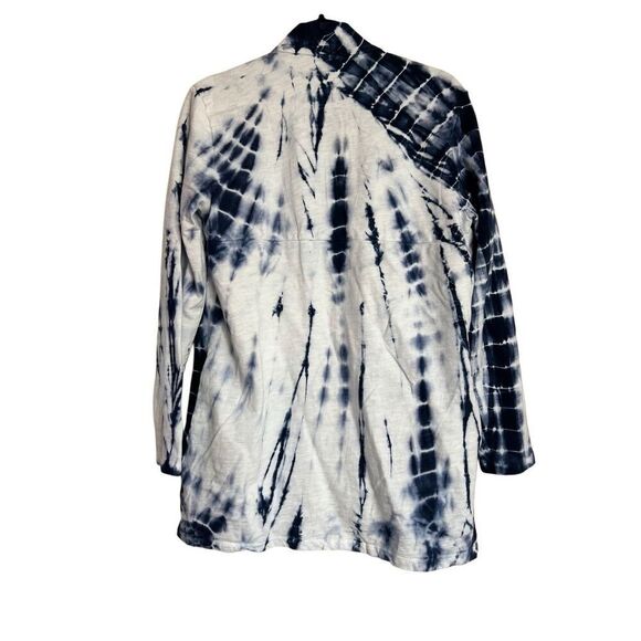 Spirit Jersey Sweater Womens Medium White Blue Cardigan Tie Dye Open Front NWOT - Picture 2 of 8